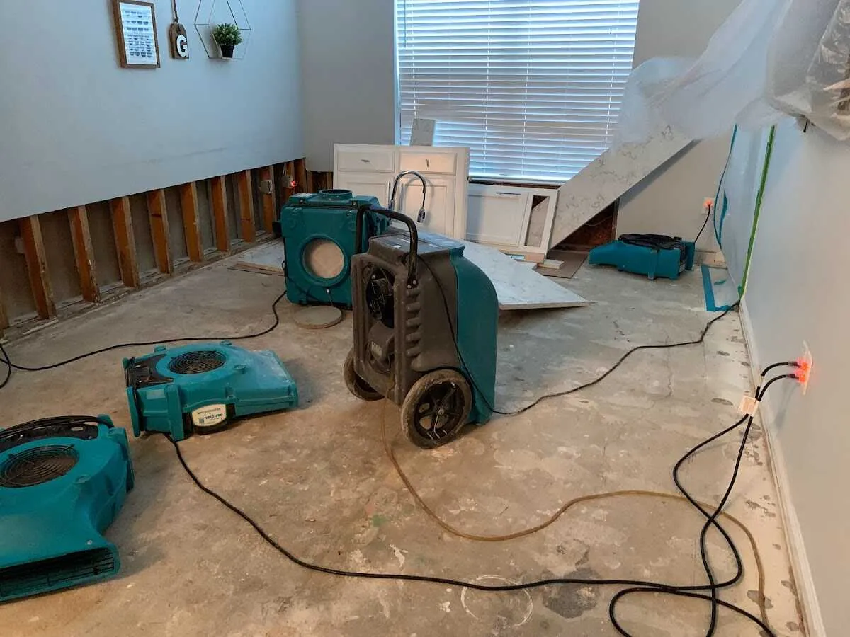 Dehumidifier in flood-cut room for Water Damage Restoration in Cortlandt